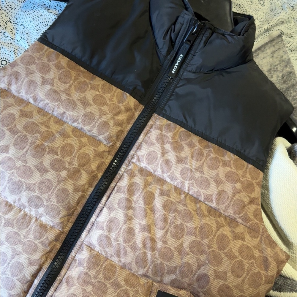 Coach Tan and Black Patterned Fabric